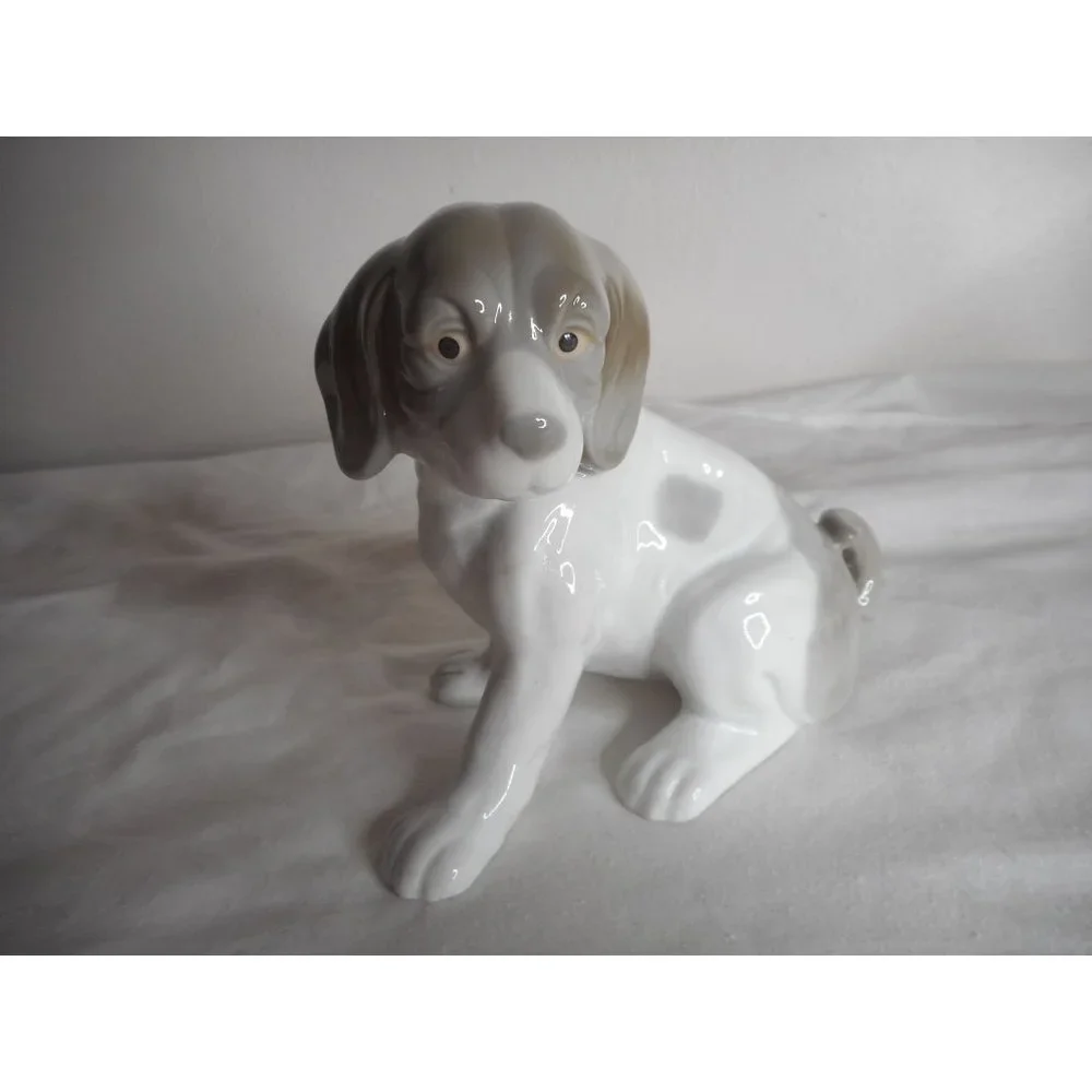 Vintage Lot of 2 KPM German Porcelain dog puppy figurines Grey White Estate Find - Picture 2 of 12